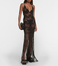 Costarellos Fringed crochet maxi dress