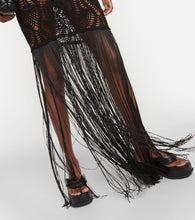 Costarellos Fringed crochet maxi dress