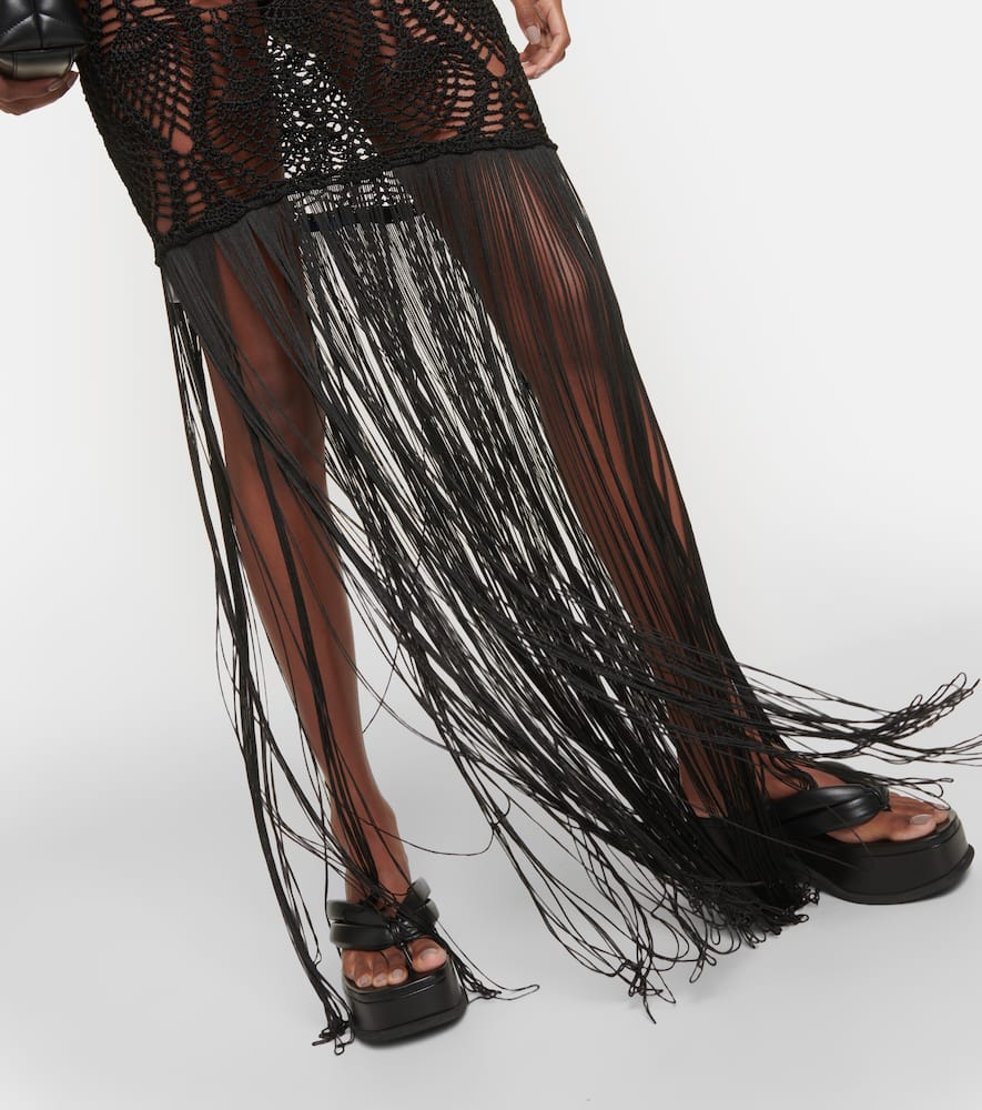 Costarellos Fringed crochet maxi dress