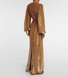 Costarellos Galena striped cutout fil coup√É¬© gown