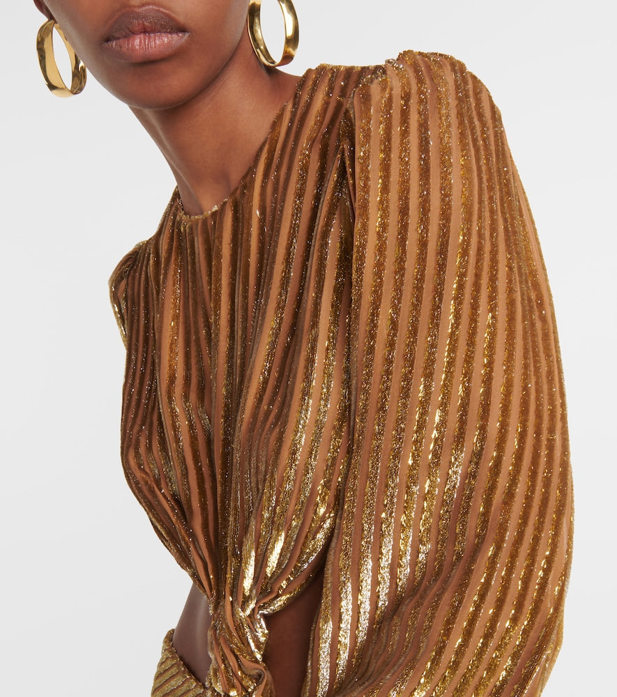 Costarellos Galena striped cutout fil coup√É¬© gown