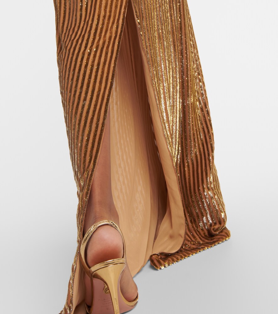 Costarellos Galena striped cutout fil coup√É¬© gown
