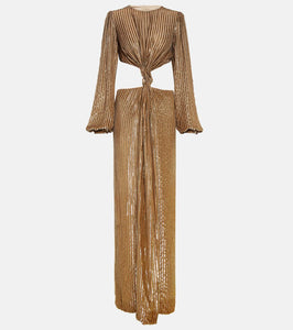 Costarellos Galena striped cutout fil coup√É¬© gown