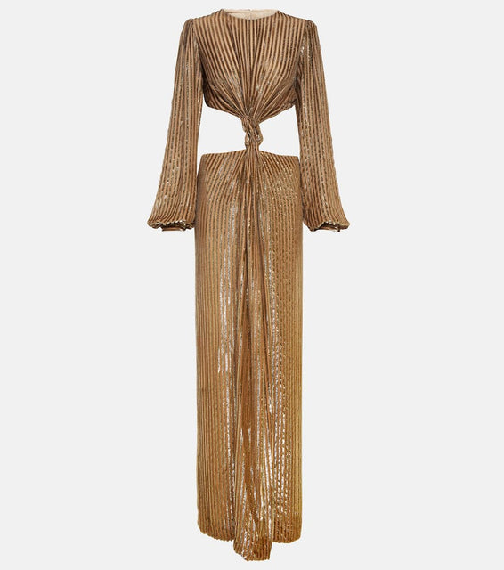 Costarellos Galena striped cutout fil coup√É¬© gown