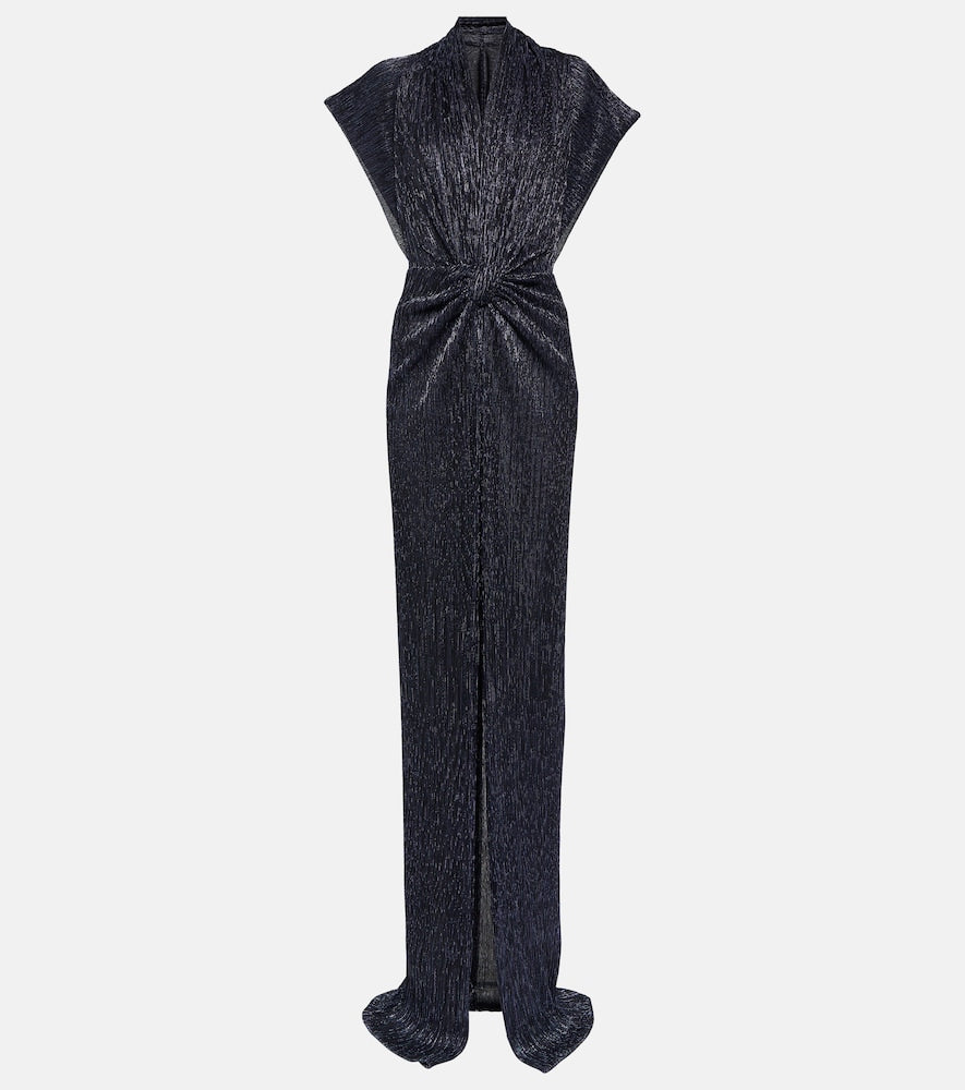 Costarellos Gathered metallic pliss√É¬© gown. Costarellos 金属褶皱礼服