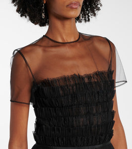 Costarellos Hayla tulle and chantilly lace minidress