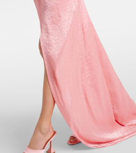 Costarellos Joa draped metallic georgette gown
