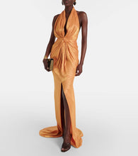 Costarellos Joa gathered halterneck gown