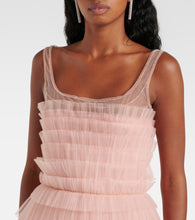 Costarellos Kali embellished pliss√É¬© tiered gown