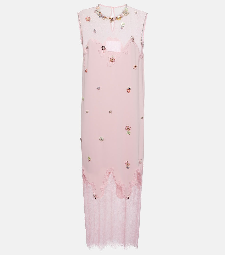 Costarellos Keeva embellished  and lace midi dress. Costarellos Keeva 缀饰蕾丝中长连衣裙