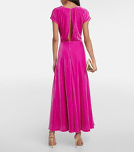 Costarellos Lapis draped velvet maxi dress