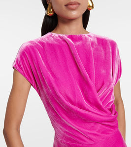 Costarellos Lapis draped velvet maxi dress