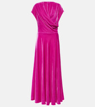 Costarellos Lapis draped velvet maxi dress