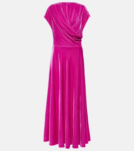 Costarellos Lapis draped velvet maxi dress