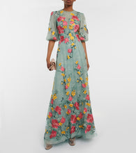 Costarellos Liana embroidered Chantilly lace gown