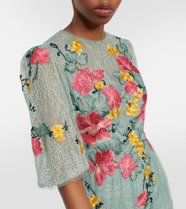 Costarellos Liana embroidered Chantilly lace gown