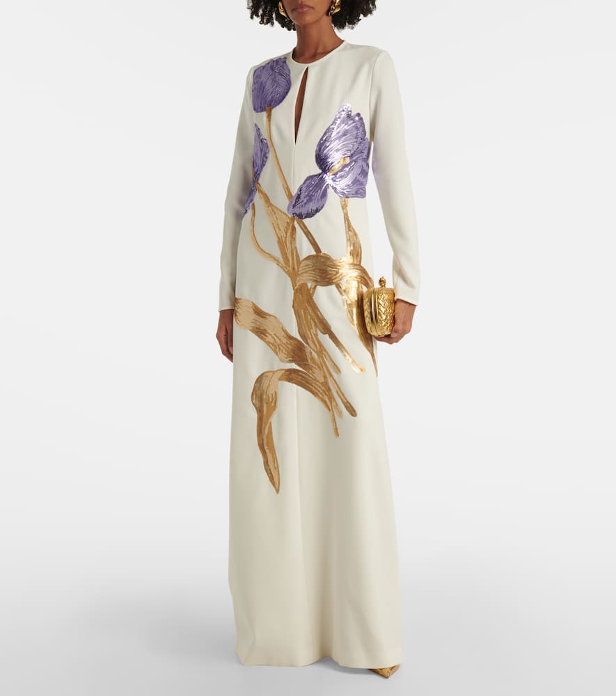 Costarellos Malvina sequined cr√É¬™pe gown