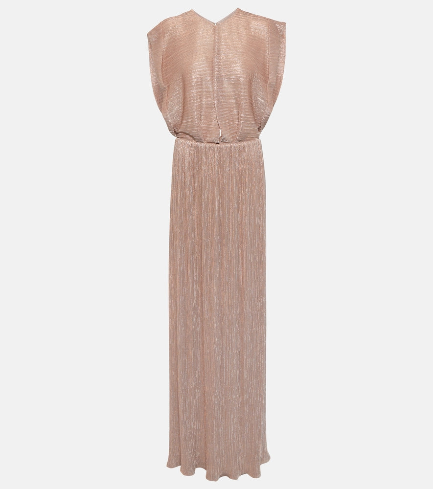 Costarellos Metallic pleated gown. Costarellos 金属褶皱礼服
