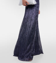 Costarellos Moreau cut-out metallic pliss√É¬© gown