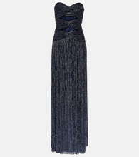 Costarellos Moreau cut-out metallic pliss√É¬© gown