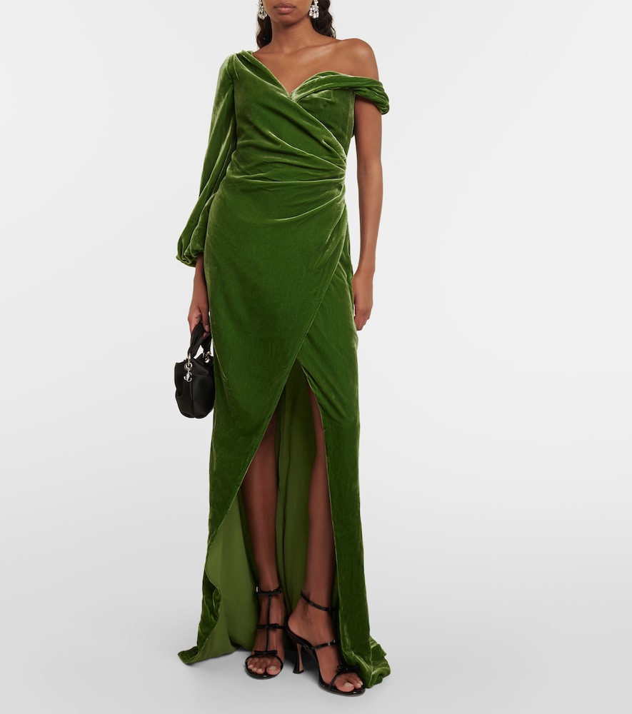 Costarellos Rubinia silk-blend velvet gown