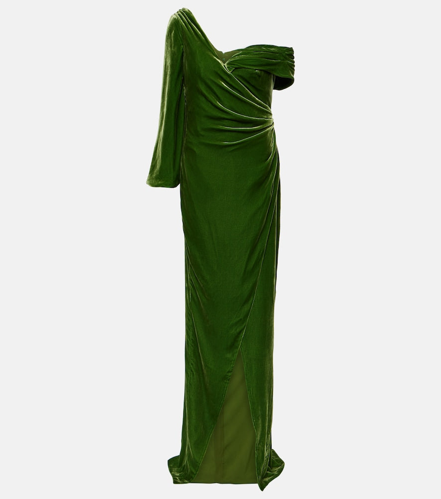 Costarellos Rubinia silk-blend velvet gown. Costarellos Rubinia 丝绒混纺礼服
