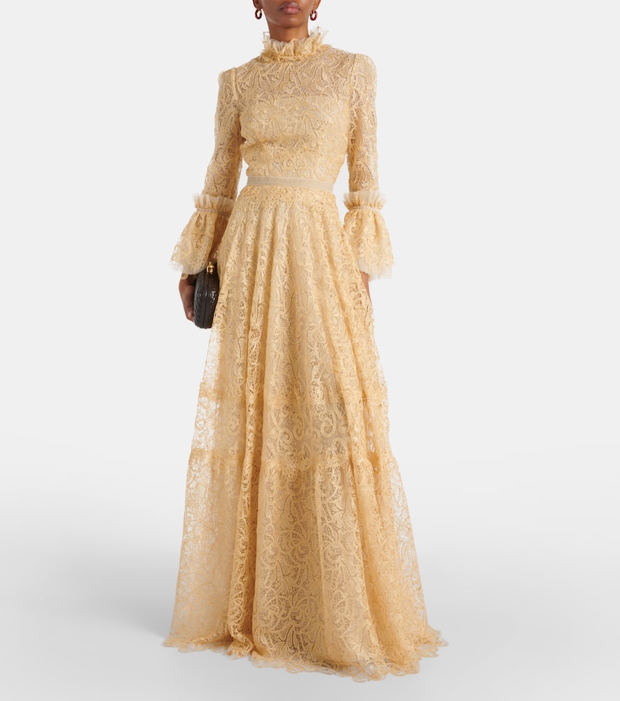 Costarellos Ruched lace gown