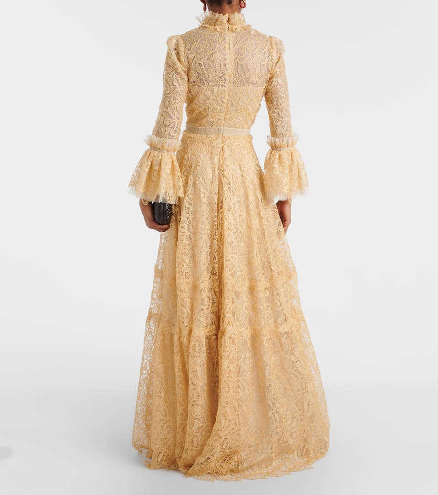 Costarellos Ruched lace gown