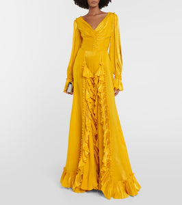 Costarellos Ruffle-trimmed gown