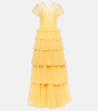Costarellos Ruffled tulle gown. Costarellos 褶皱薄纱礼服