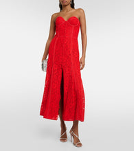 Costarellos Sharie bustier lace midi dress