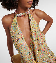 Costarellos Simona sequined halterneck gown