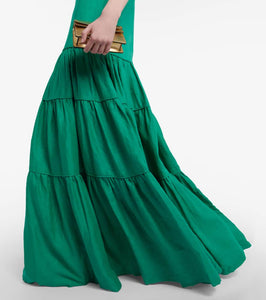 Costarellos Tiered linen maxi dress