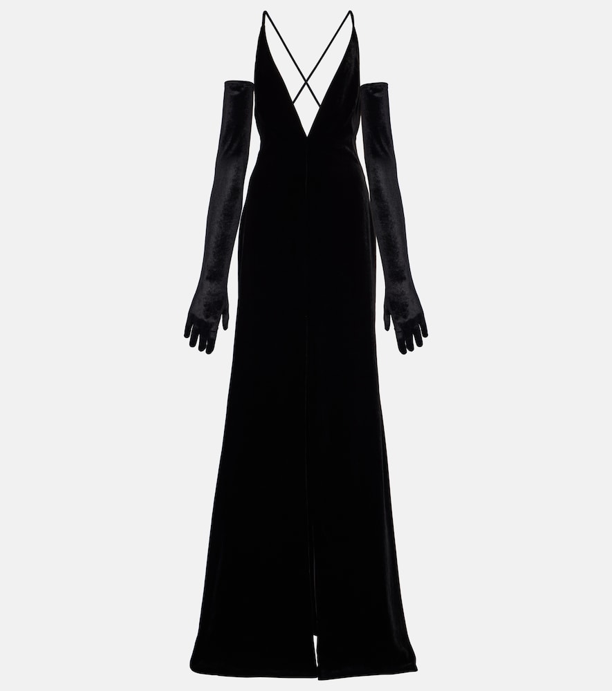 Costarellos Velvet gown. 科斯塔雷洛斯天鹅绒礼服