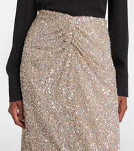 Costarellos Zuri ruched sequined midi skirt
