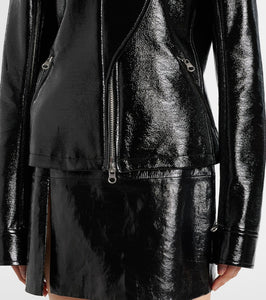 Courr√É¬®ges Coated canvas biker jacket