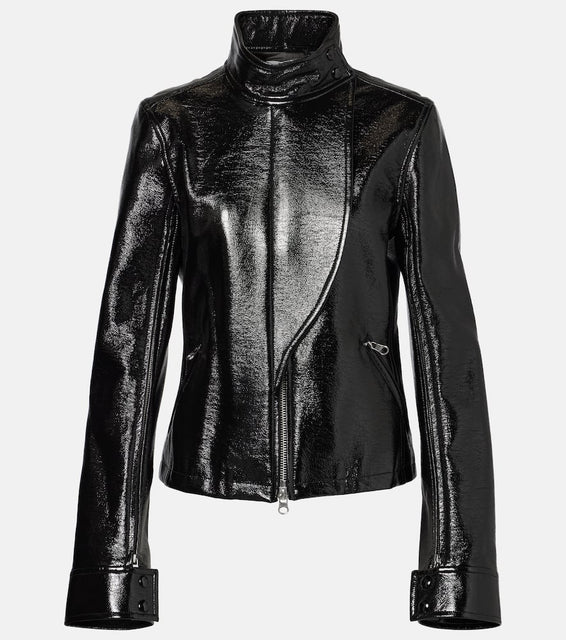 Courr√É¬®ges Coated canvas biker jacket