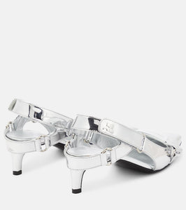 Courr√É¬®ges Racer faux leather slingback pumps