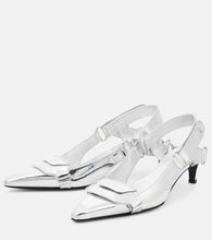 Courr√É¬®ges Racer faux leather slingback pumps