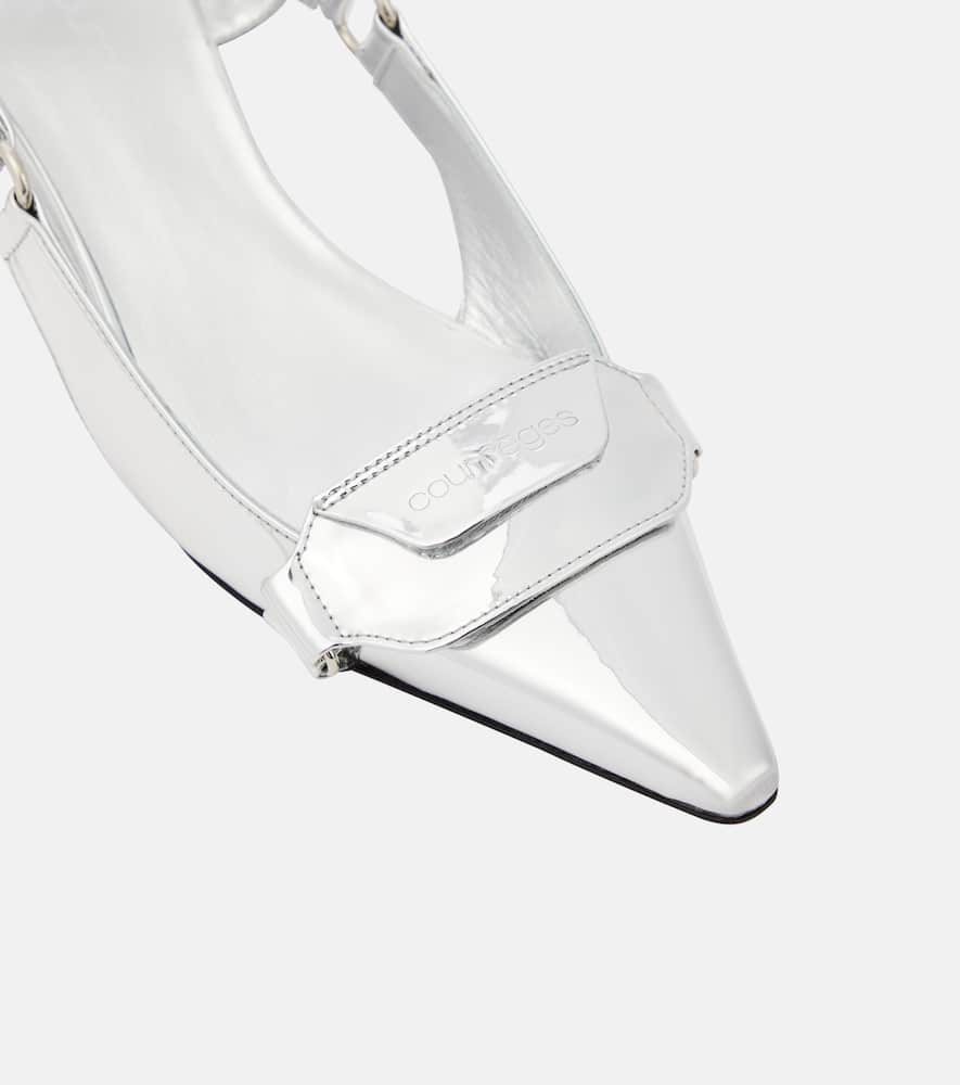 Courr√É¬®ges Racer faux leather slingback pumps