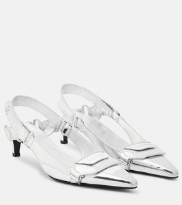 Courr√É¬®ges Racer faux leather slingback pumps