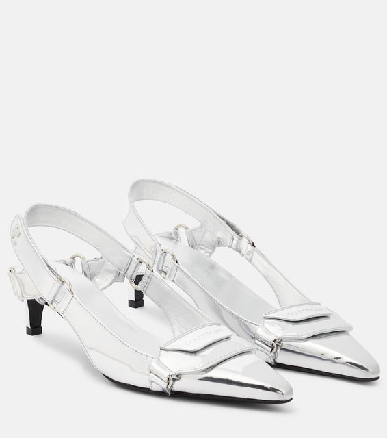 Courr√É¬®ges Racer faux leather slingback pumps
