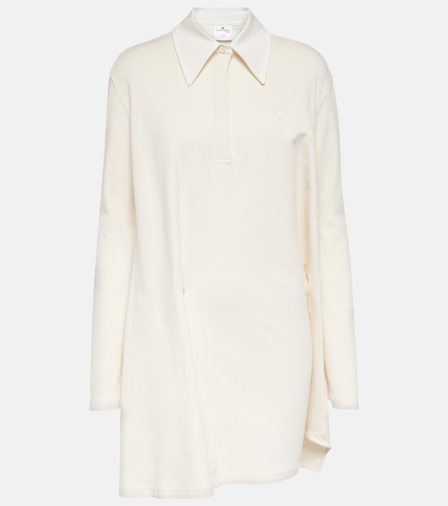 Courreges Asymmetric cotton-blend piqu√É¬© minidress. Courreges 不对称棉混纺珠地布迷你连衣裙