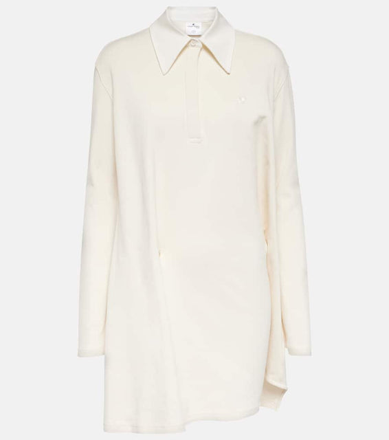 Courreges Asymmetric cotton-blend piqu√É¬© minidress