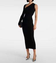 Courreges Asymmetric ribbed-knit midi dress