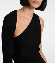 Courreges Asymmetric ribbed-knit midi dress