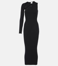 Courreges Asymmetric ribbed-knit midi dress