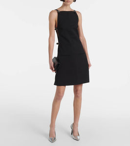 Courreges Buckle-detail wool minidress