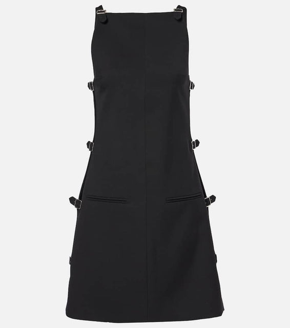 Courreges Buckle-detail wool minidress