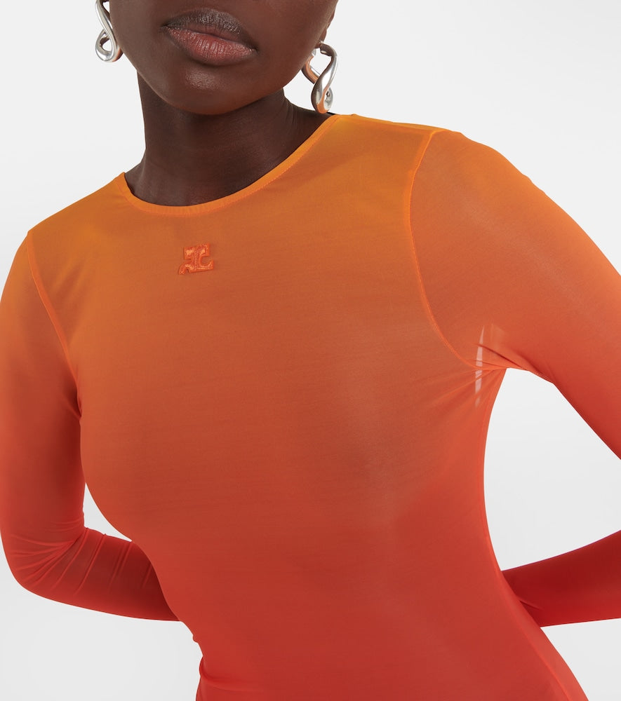Courreges Gradient semi-sheer midi dress